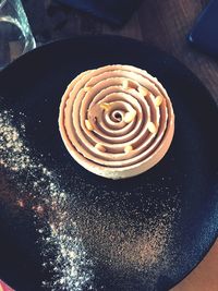 High angle view of spiral on table