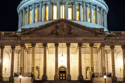 Low angle view of illuminated building