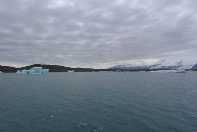 Scenic view of sea against cloudy sky