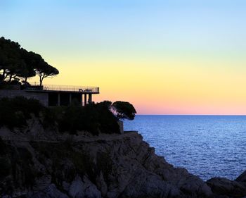 Scenic view of sea against clear sky