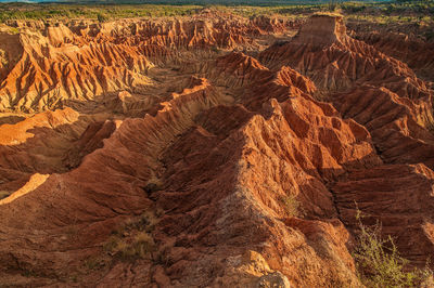 High angle view of rock formation at tatacoa desert