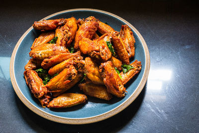 High angle view of meal served in plate