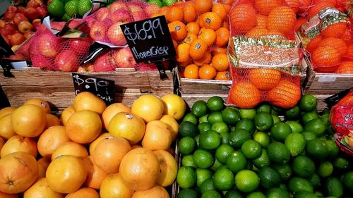 High angle view of fruits for sale in market