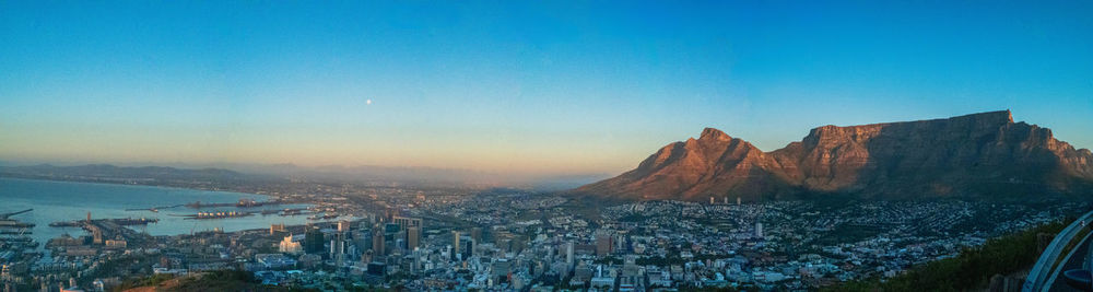 Scenic view of mountains against sky during sunset
