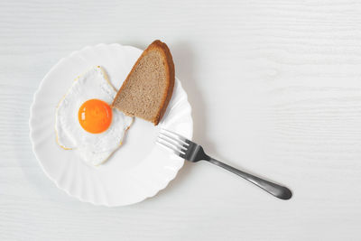Directly above shot of breakfast served on table