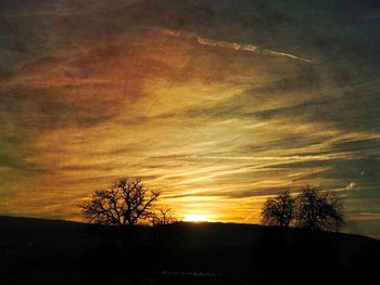 Silhouette trees against sky during sunset