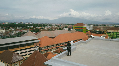 High angle view of townscape against sky