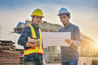 Young man working on construction site