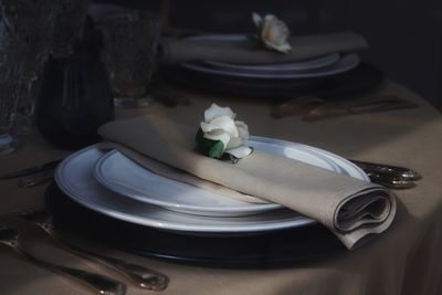 Close-up of place setting