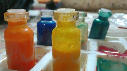 Close-up of drink served on table