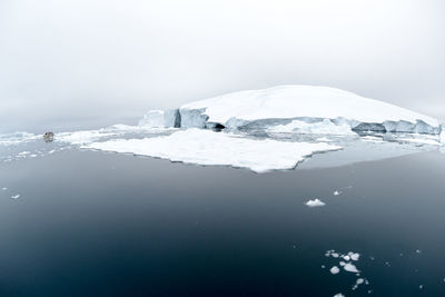 Scenic view of frozen lake against mountain