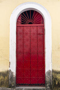 Closed door of old building