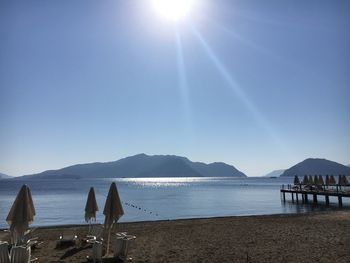 Panoramic view of sea against sky on sunny day