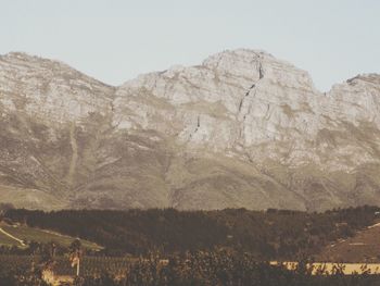 Scenic view of mountains against clear sky