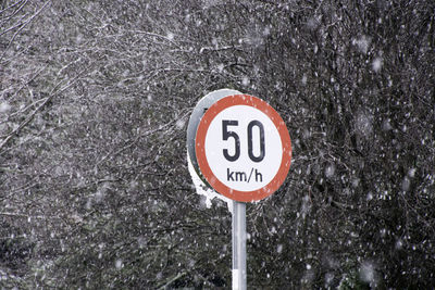 High angle view of road sign