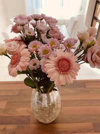 Close-up of flower vase on table