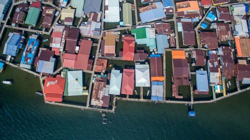 Multi colored buildings in city