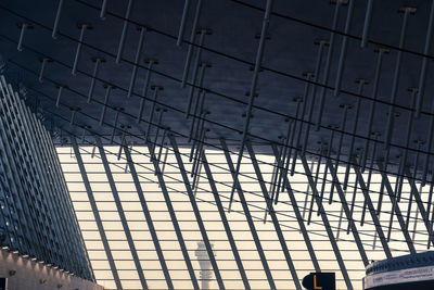 Low angle view of glass ceiling of building