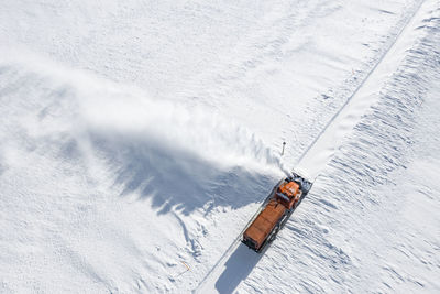 High angle view of snow covered mountain