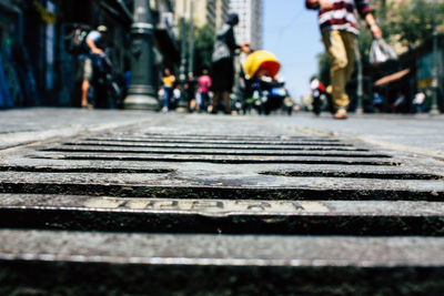 Surface level of road along footpath