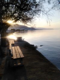 Scenic view of sunset over sea