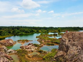 Scenic view of lake against sky