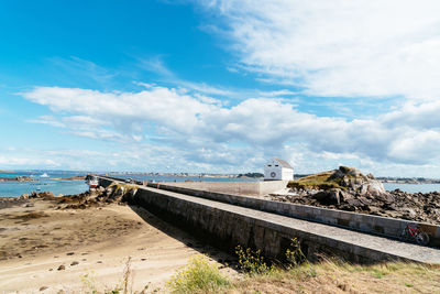 Island of batz, france. the harbour of the island of batz a sunny day of summer.