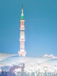 Low angle view of building against blue sky