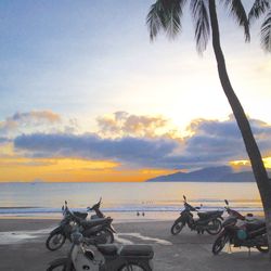 Scenic view of sea at sunset
