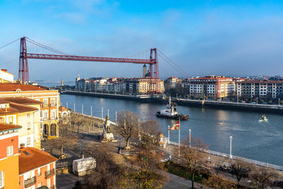 Vizcaya bridge is the oldest transporter bridge, portugalete, basque country, spain