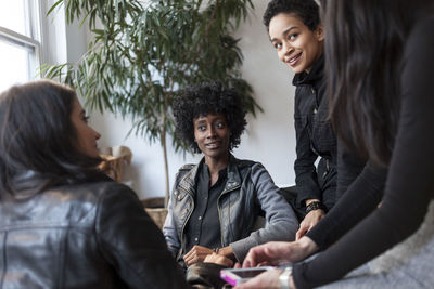 Young professional women working in an office space