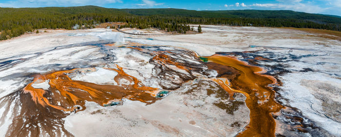 Upper geyser basin of yellowstone national park, wyoming