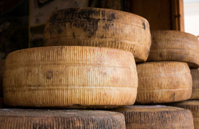 Close-up of stack of firewood