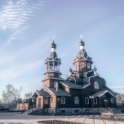 Low angle view of traditional building against sky