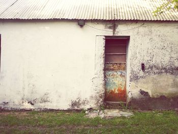 Closed door of house