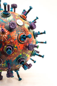 High angle view of machine on table