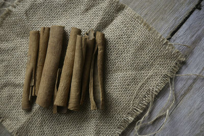 High angle view of sweet food on floor