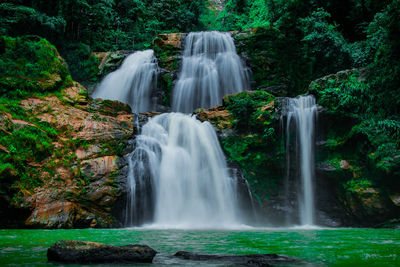 View of waterfall in forest