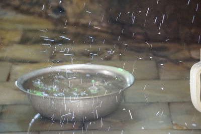 Close-up of water drops on glass