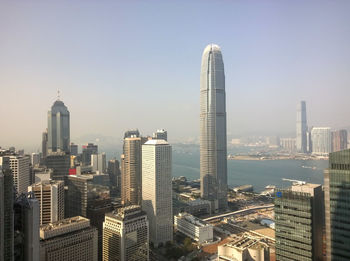 Skyscrapers in city against clear sky