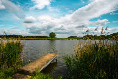 Scenic view of lake against sky