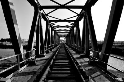 Railway bridge against clear sky