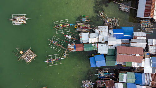 High angle view of buildings in city