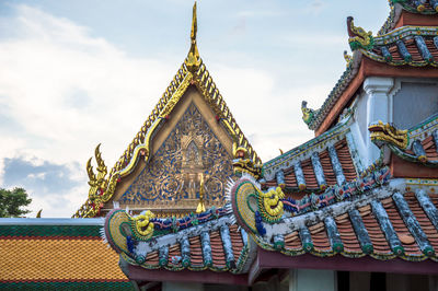 Low angle view of buddhist temple against sky