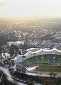 High angle view of buildings in city