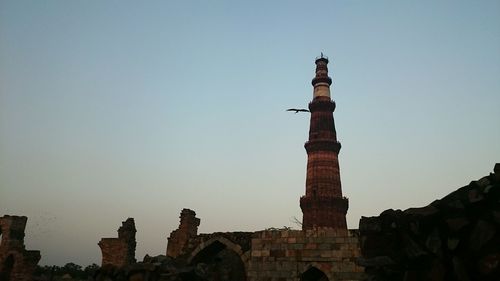 Low angle view of fort against clear sky