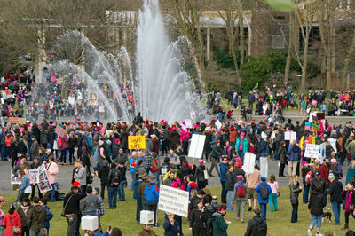 Group of people in front of fountain