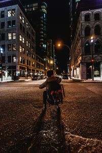 View of city street at night