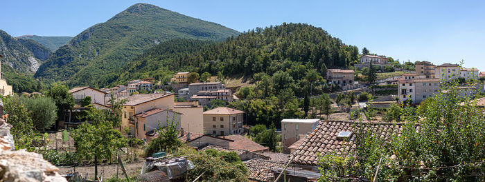 High angle view of buildings in city