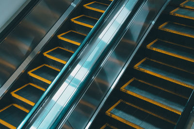 High angle view of escalator in building